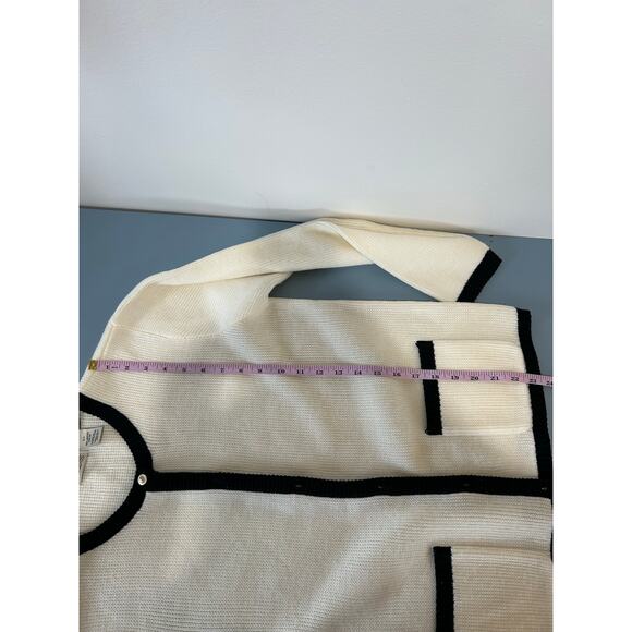 Classic Elements vintage cardigan size S white black trim gold buttons capsule - Picture 8 of 8